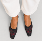Nine West Black Silk Beaded Square Toe Mules UK 5