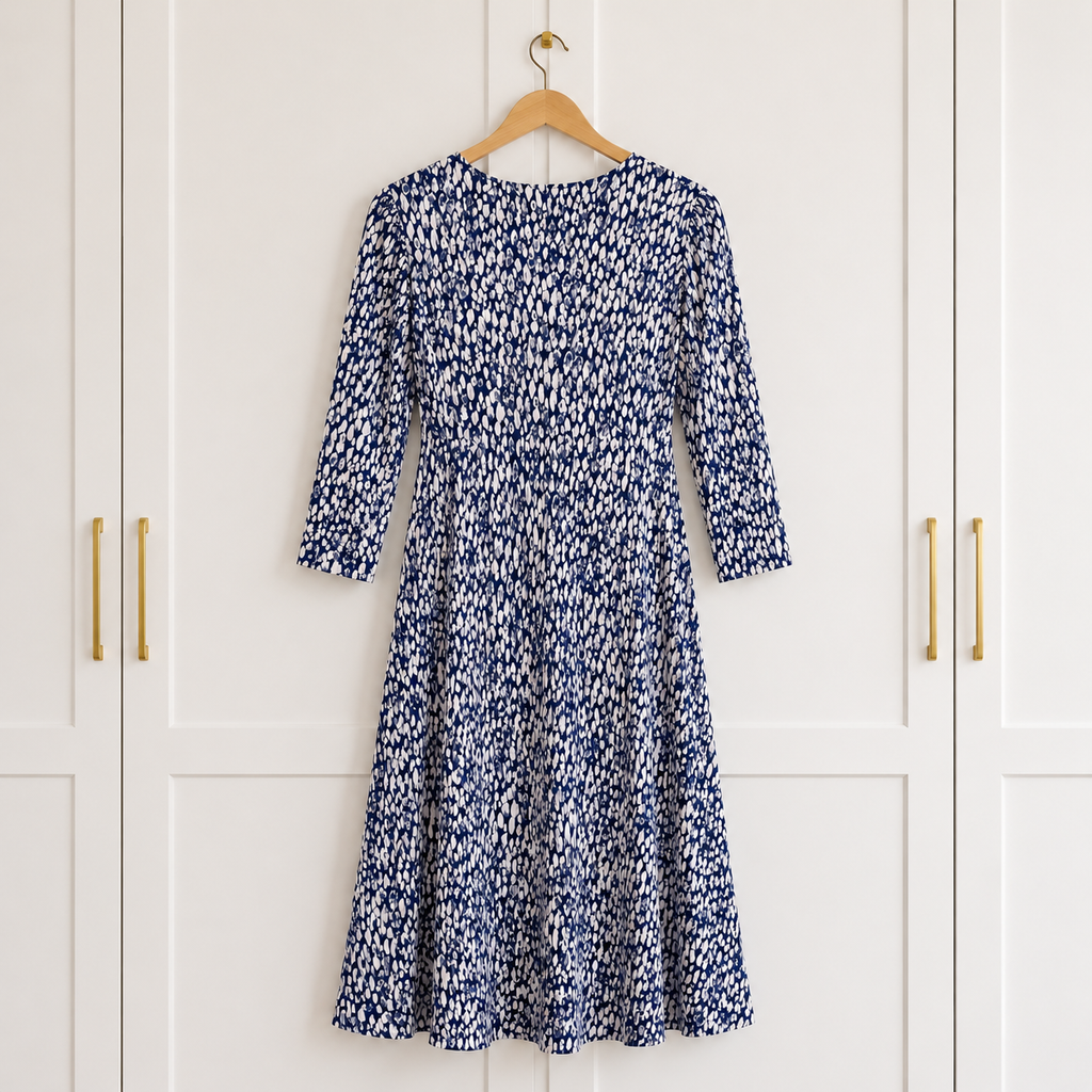 Artigiano Dark Airforce Blue White Jersey Dress UK 16
