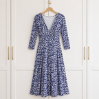Artigiano Dark Airforce Blue White Jersey Dress UK 16