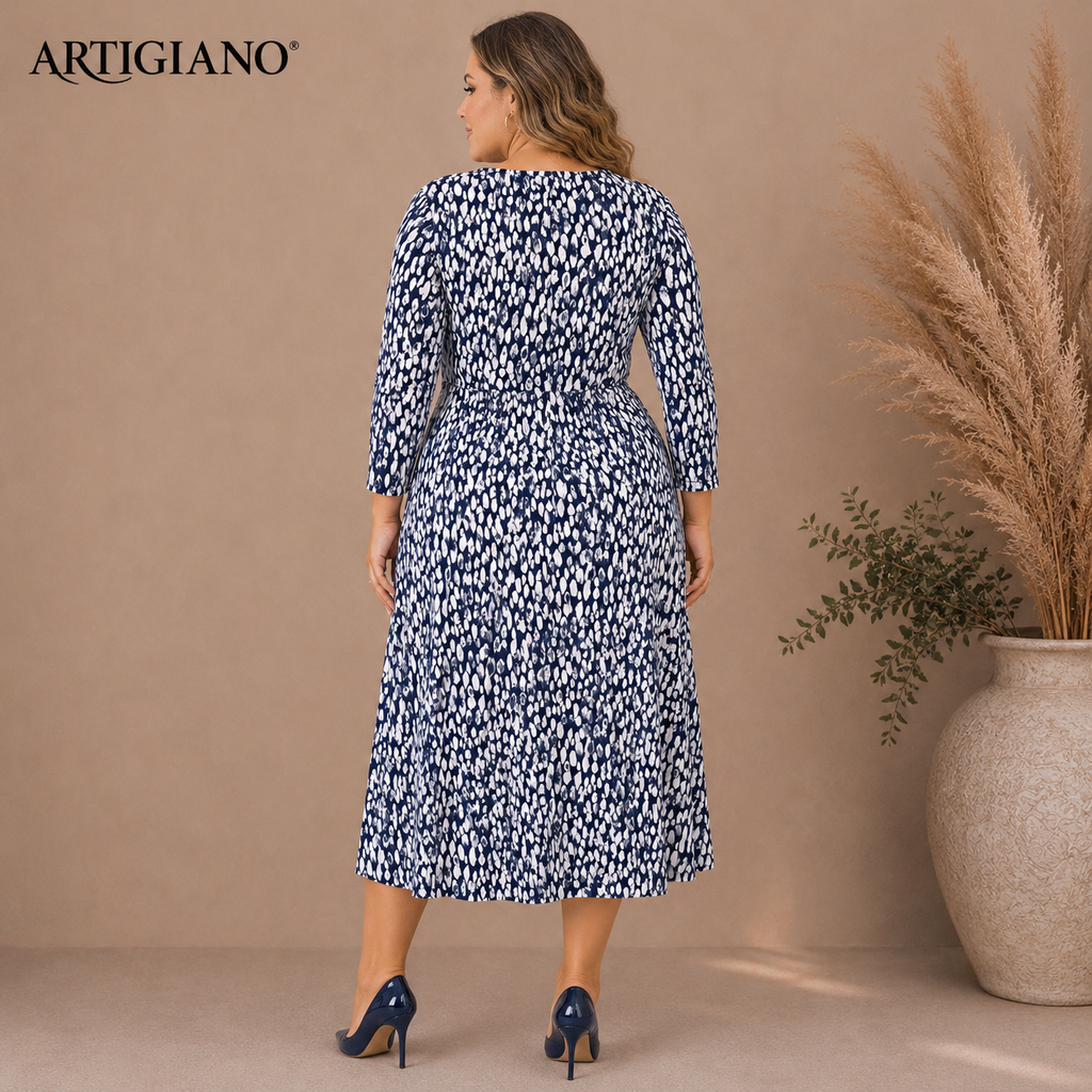 Artigiano Dark Airforce Blue White Jersey Dress UK 16
