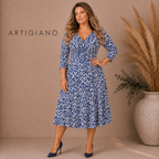 Artigiano Dark Airforce Blue White Jersey Dress UK 16