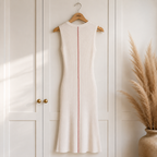 Zara White Ribbed Cotton Knit Summer Dress UK 10