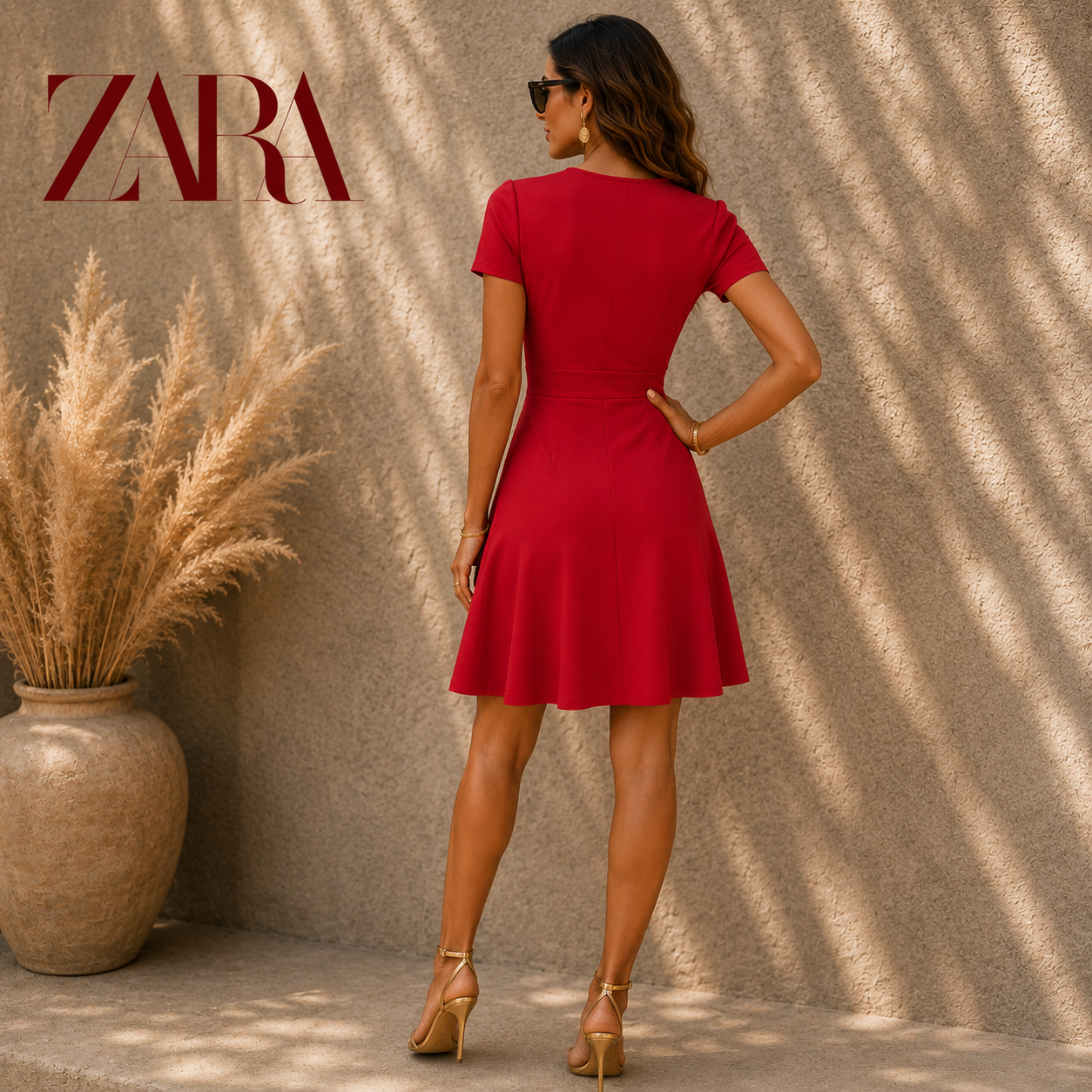 Zara Hot Pink Short Sleeve Skater Dress UK 10
