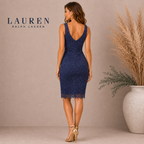 Lauren Ralph Lauren Dynasty Blue Lace Evening Dress UK 12