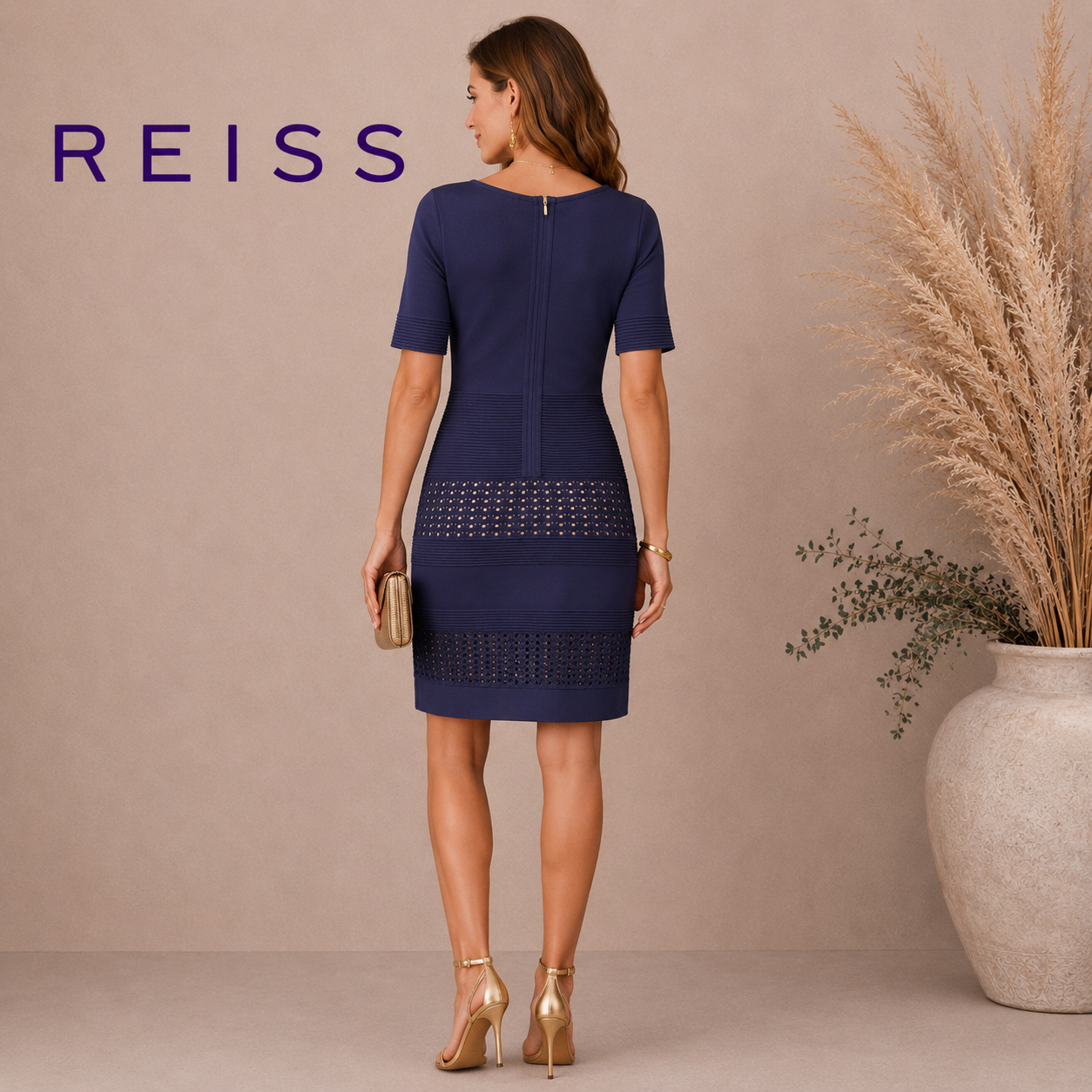 Reiss Lavender Blue Crochet Bandage Dress UK 8/10