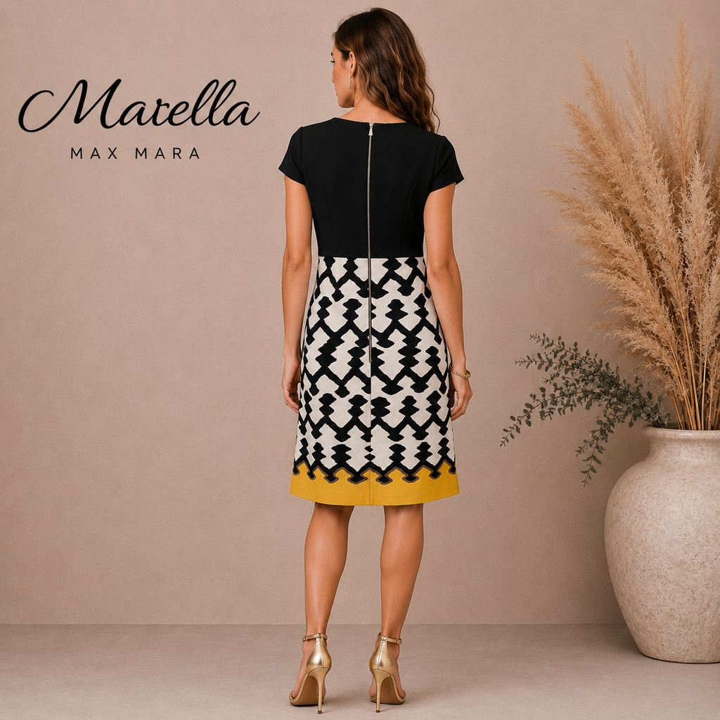 Marella Max Mara Black White Yellow Dress UK 10