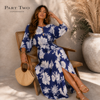 Part Two Blue White Floral Kaftan Dress UK 10