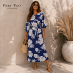 Part Two Blue White Floral Kaftan Dress UK 10