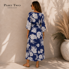 Part Two Blue White Floral Kaftan Dress UK 10