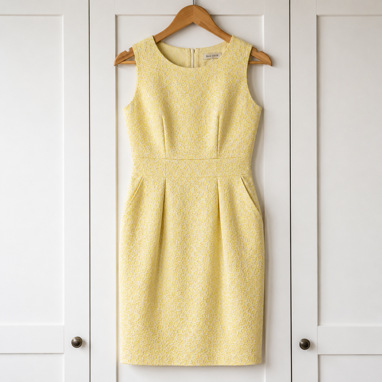 Kew 159 Textured Textured Shift Dress Lemon Yellow UK 12