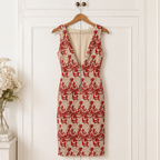 Alice + Olivia Red Ivory V Back Occasion Dress UK 14