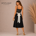 Warehouse Cream Black Lace Satin Fit & Flare Occasion Dress Party UK 8