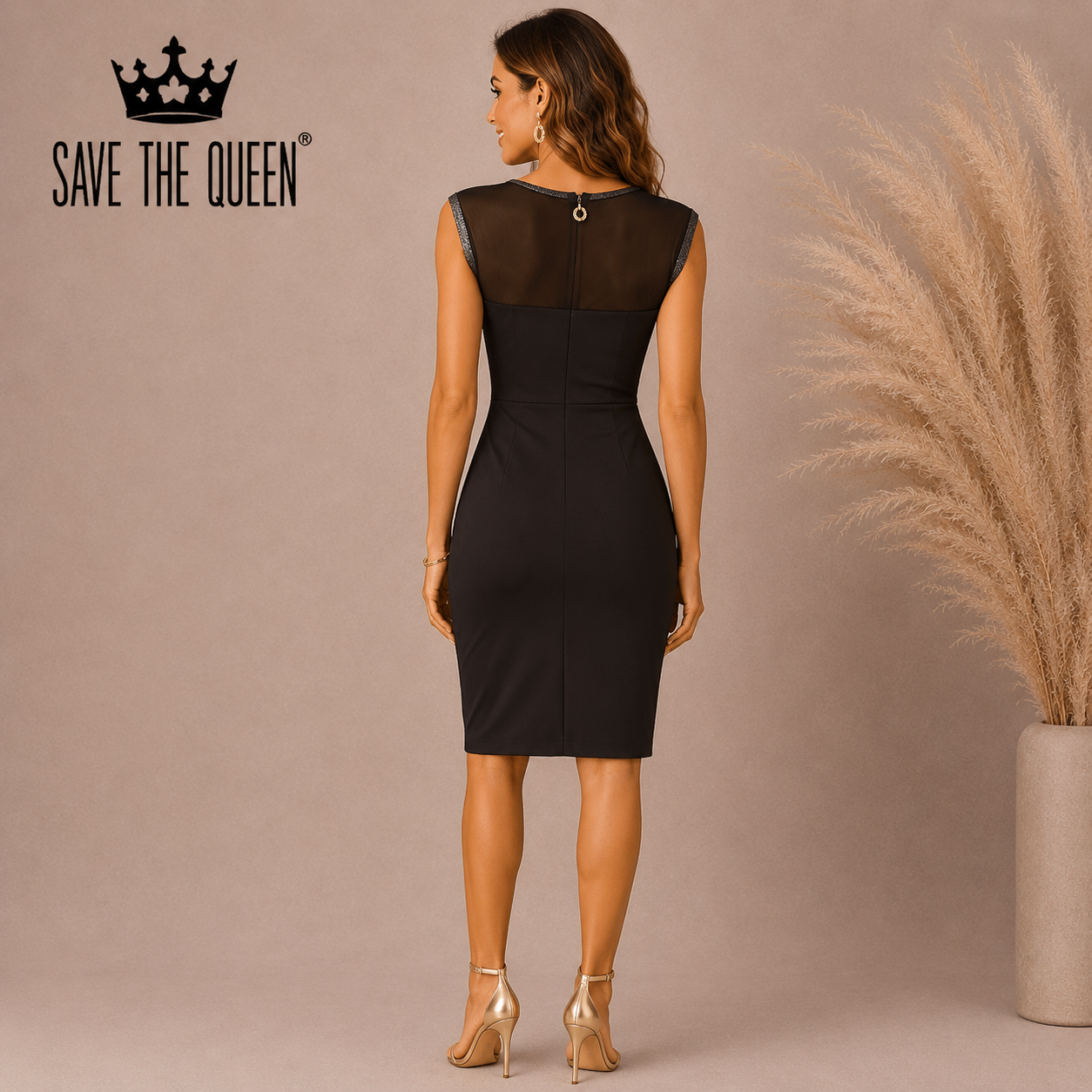 Save The Queen Black Cream Embroidered Sequin Trim Dress  XL UK 14/16