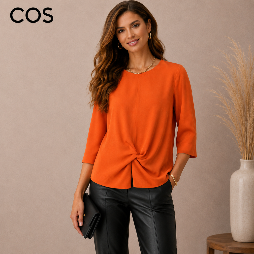 COS Orange Twist Front Top UK 10