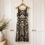 Phase Eight Vintage Black & Cream Tapework Dress UK 8
