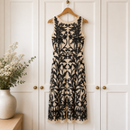Phase Eight Vintage Black & Cream Tapework Dress UK 8