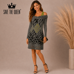 Save The Queen Rare Grey Green Wool Cold Shoulder Mini Dress S UK 8/10