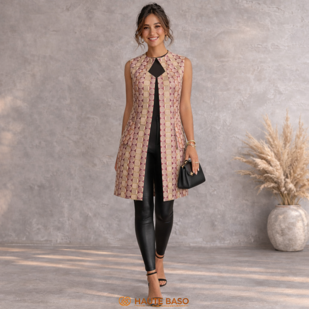Haute Baso Burgundy & Gold Jacquard Jacket UK 14