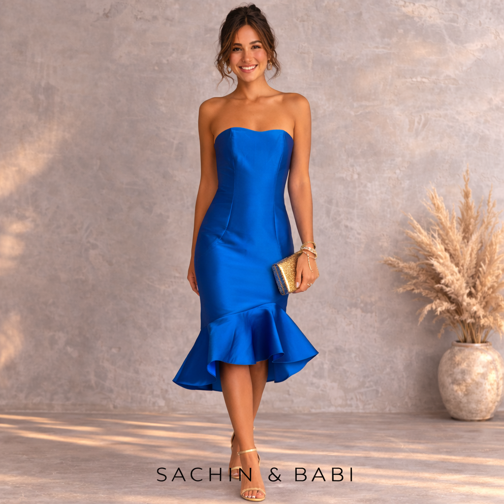 Sachin & Babi Cleo Imperial Blue Trumpet Dress UK 6