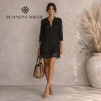 By Malene Birger Black Semi Sheer Blouson Dress UK 12
