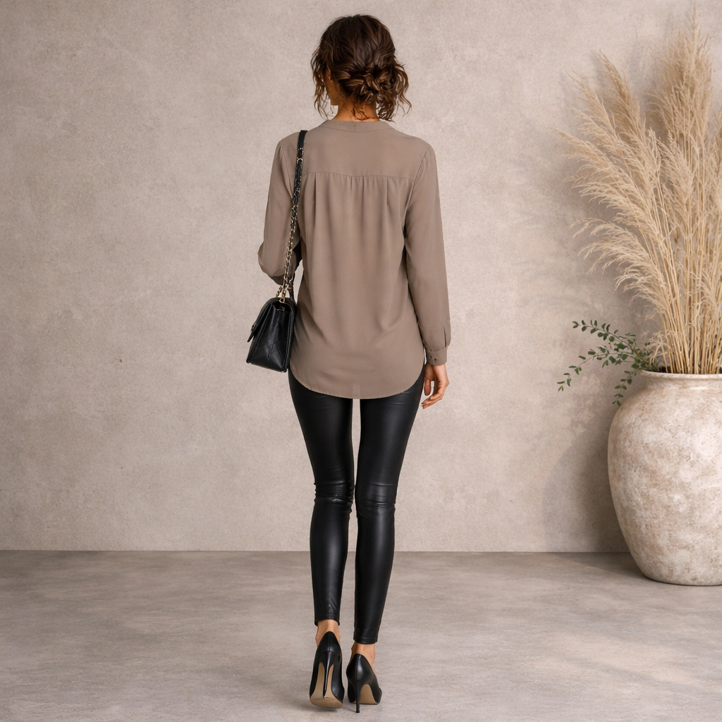 By Malene Birger Taupe Triply Long Sleeve Shirt Blouse UK 6