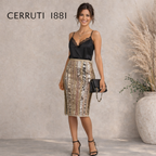 Cerruti 1881 Light Green Silk Sequin Occasion Skirt UK 12