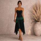 Charas Vintage Green Beaded Chiffon Backless Dress Suit UK 8