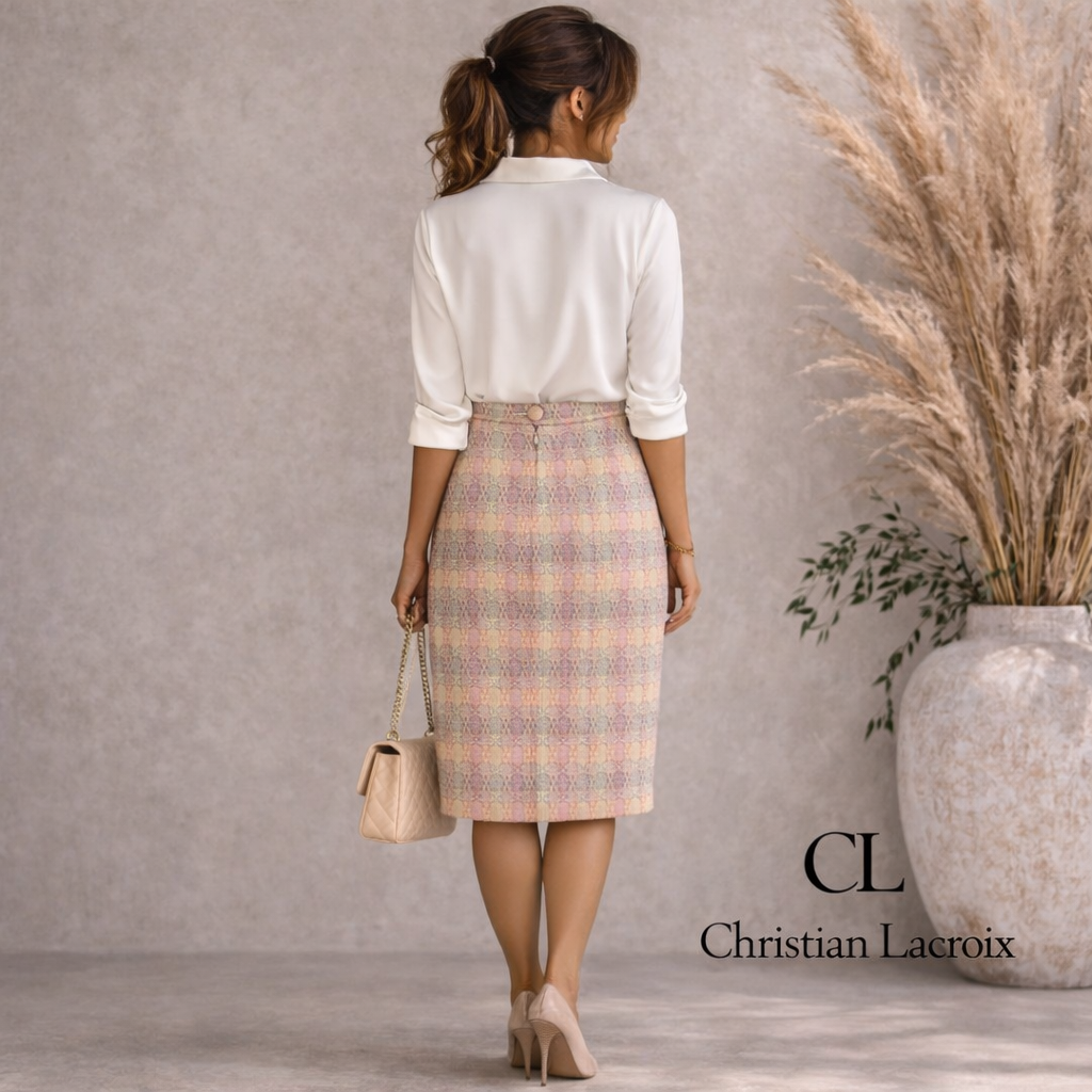 Christian Lacroix Vintage Pastel Woven Skirt UK 10