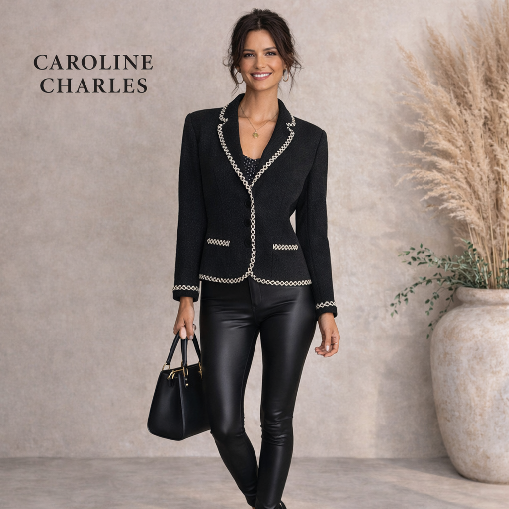 Caroline Charles London Black Tweed Jacket UK 14