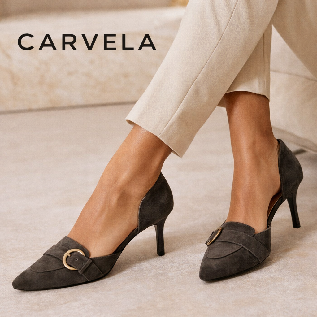 Carvela Khaki Suede D'orsay Court Shoes UK 4