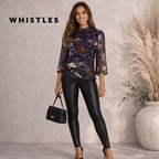 Whistles Montrose Dobby Silk Mix Top UK 8