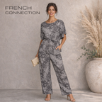 FRENCH CONNECTION Annikki Grey Crepe Reptile Jumpsuit UK 10