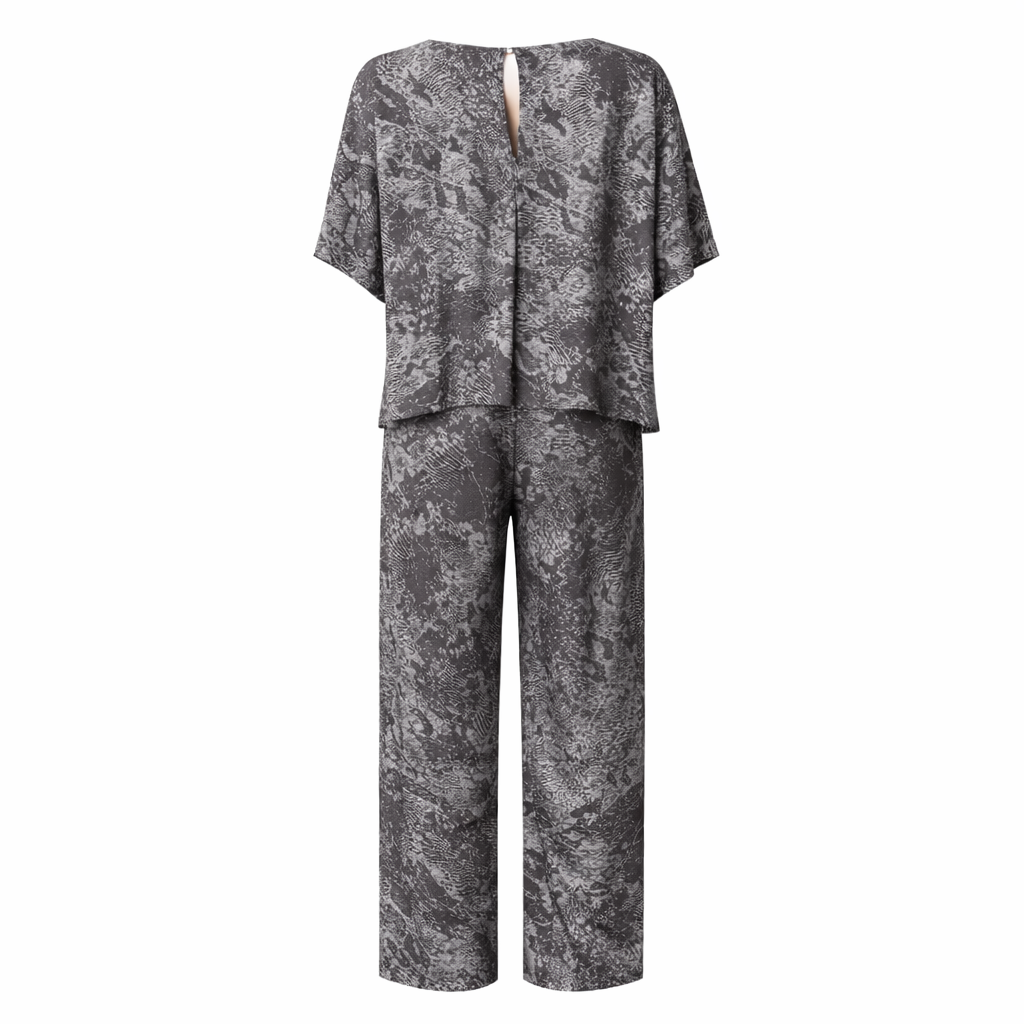 FRENCH CONNECTION Annikki Grey Crepe Reptile Jumpsuit UK 10