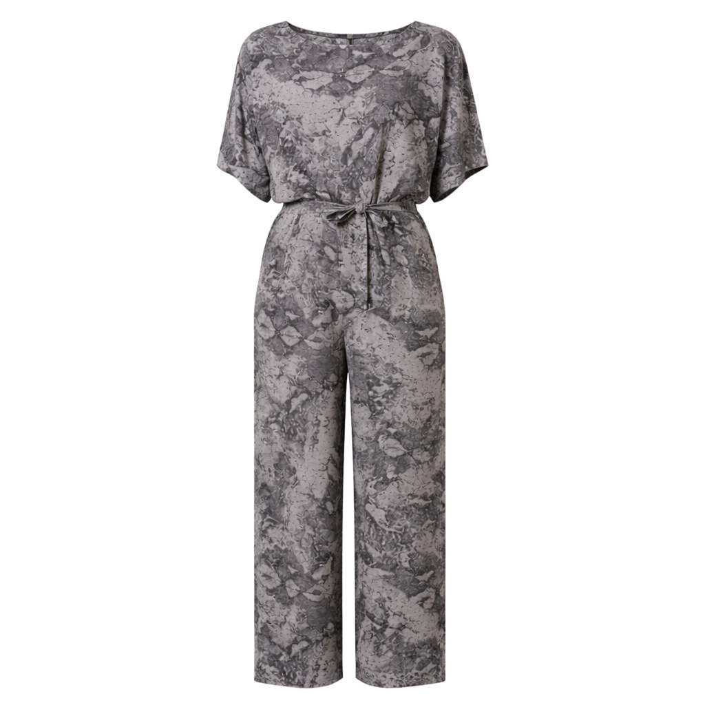 FRENCH CONNECTION Annikki Grey Crepe Reptile Jumpsuit UK 10
