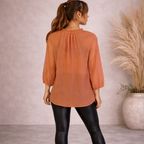 Soaked In Luxury Terracotta Sheer Chiffon Loose Fit Blouse  UK 8
