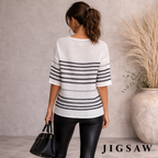 Jigsaw White Short Sleeve Embroidered Linen Top UK 6