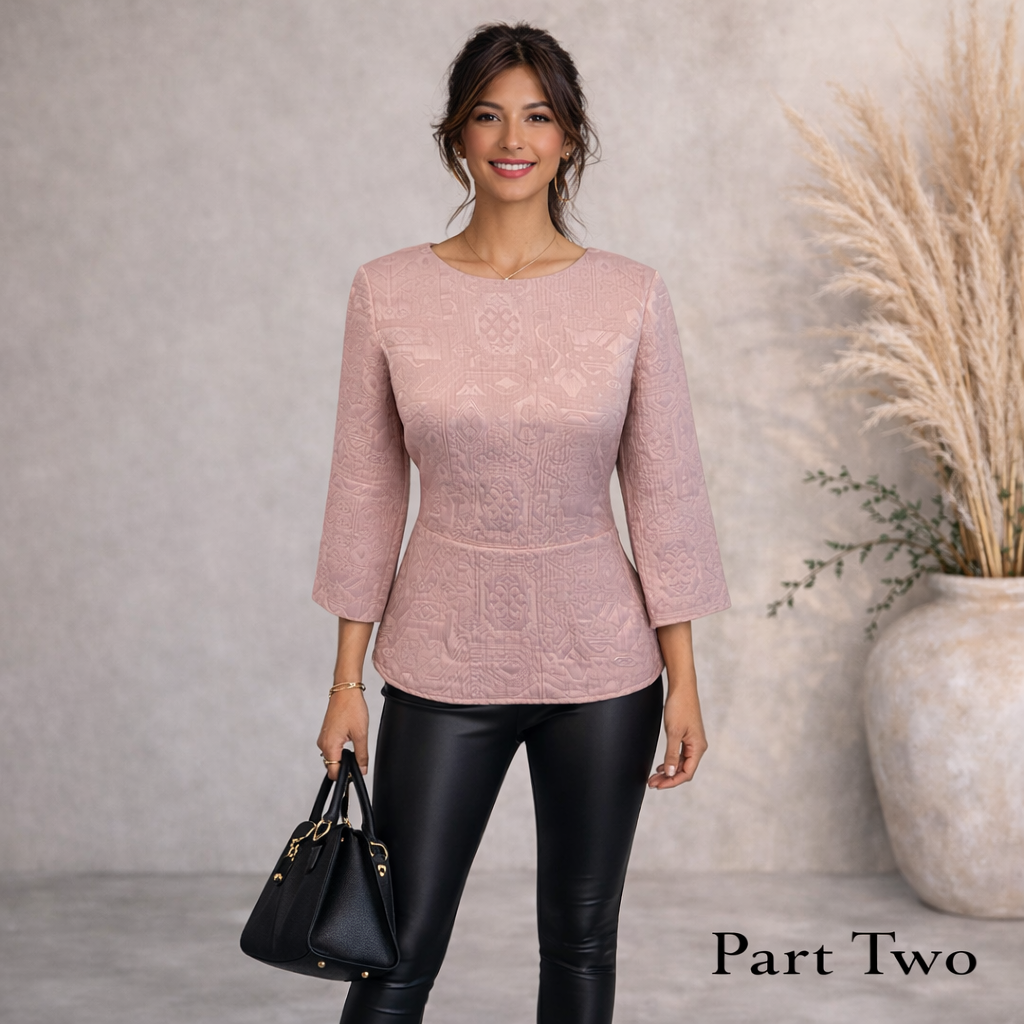Part Two Pink Textured Peplum Top  UK 12