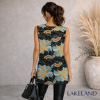 Lakeland Embellished Bead Turquoise Sleeveless Top UK 12