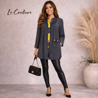 Le Couture Grey Silky Cotton Long Sleeve Shirt UK 12