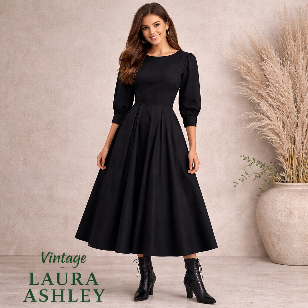 Laura Ashley Vintage Dress, Button Back Detail UK 10/12