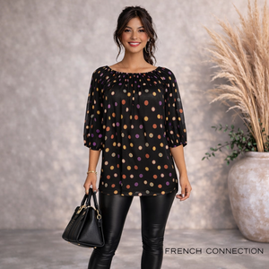 French Connection Multi Coloured Spotted Smock Top UK 8