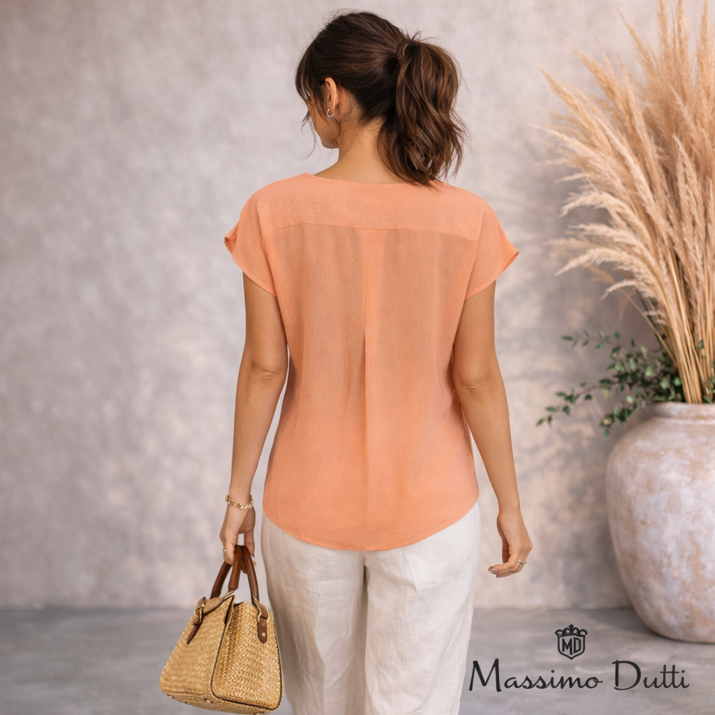Massimo Dutti Peach Sleeveless Tunic Top UK 10