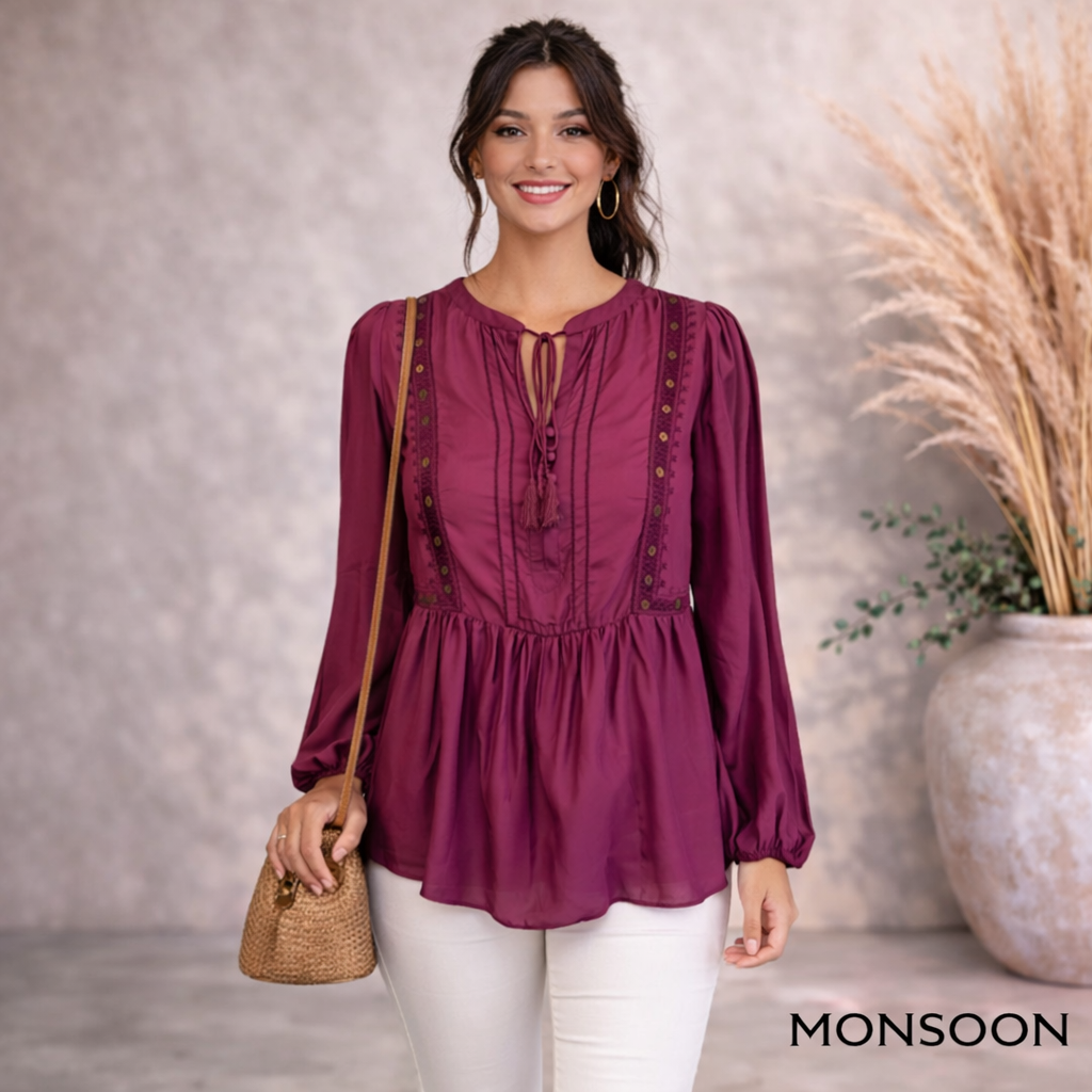 Monsoon Pink Silk Blend Tunic Top UK 10