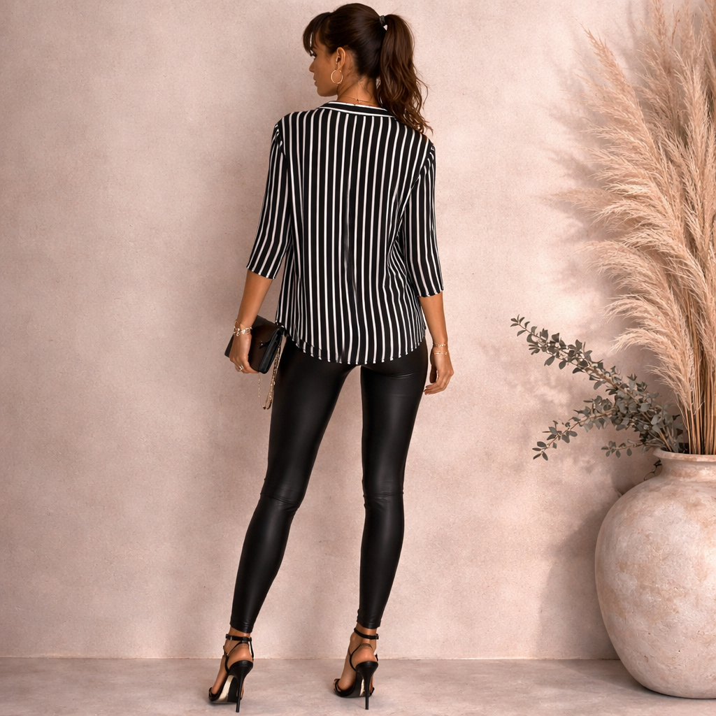 James Lakeland Black & Ivory Striped Top UK 12