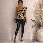 Issa Multicoloured Toucan One Shoulder Ruffle Top UK 12