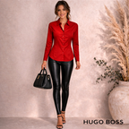 Boss Hugo Boss Red 100% Cotton Long Sleeve Shirt UK 8