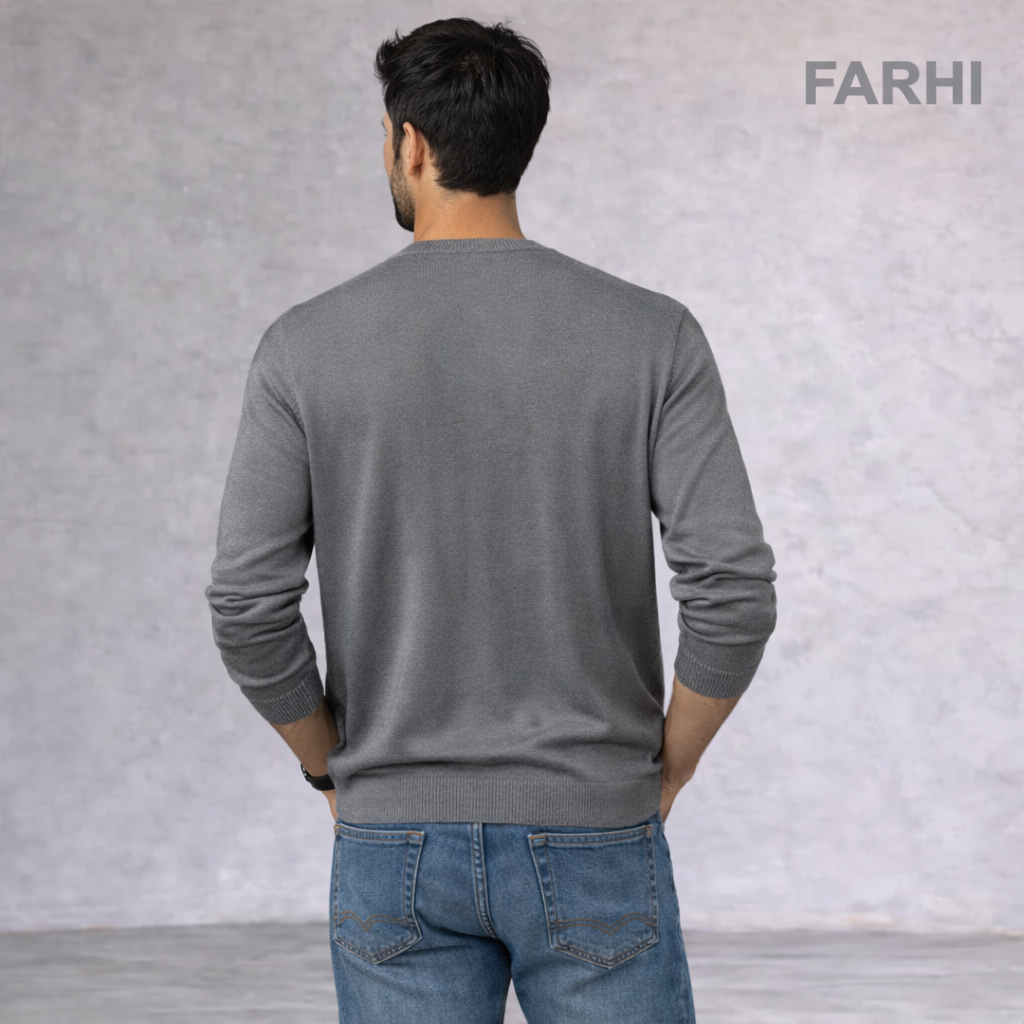 Farhi Grey Blue Silk & Cotton Jumper Size L