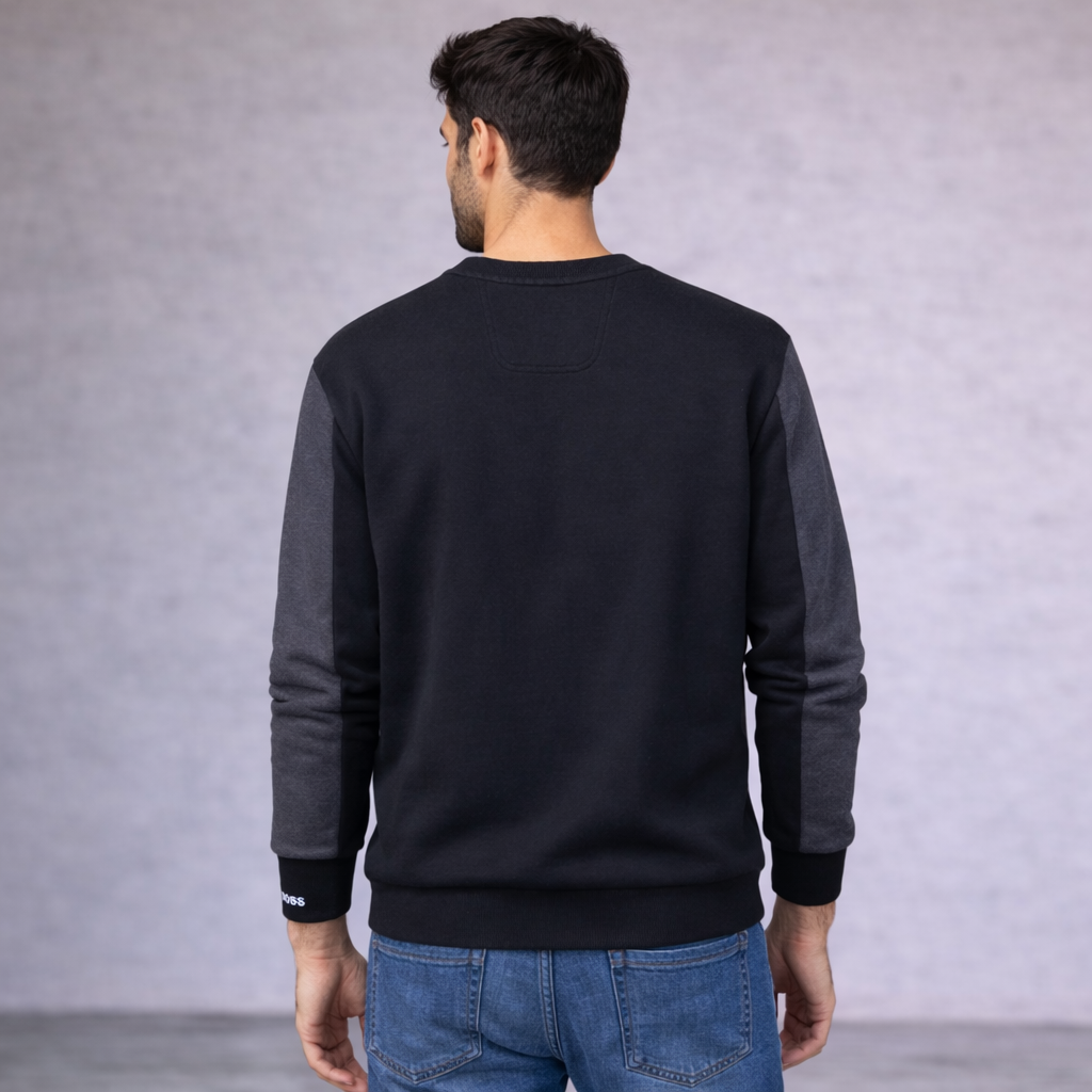 Hugo Boss Mens Salbo Blue Navy Slim Fit Sweatshirt Size L