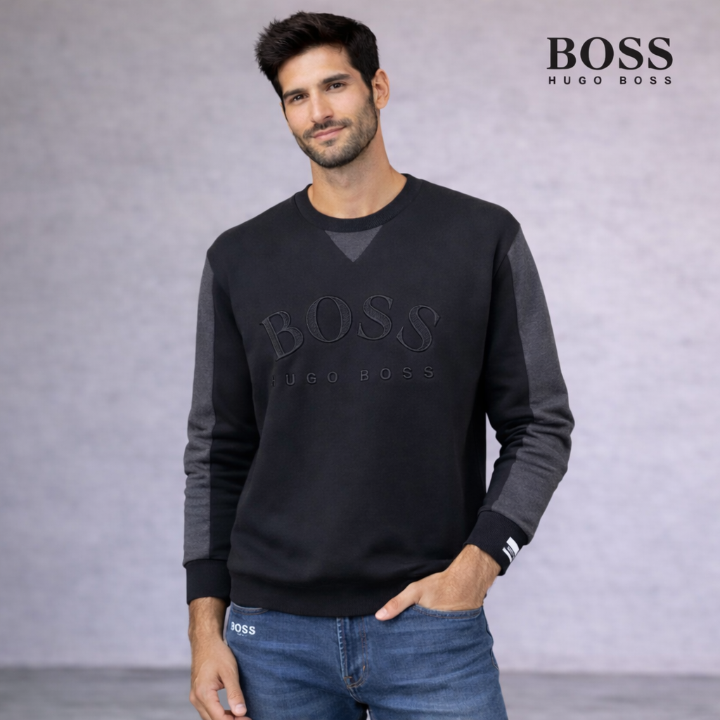 Hugo Boss Mens Salbo Blue Navy Slim Fit Sweatshirt Size L