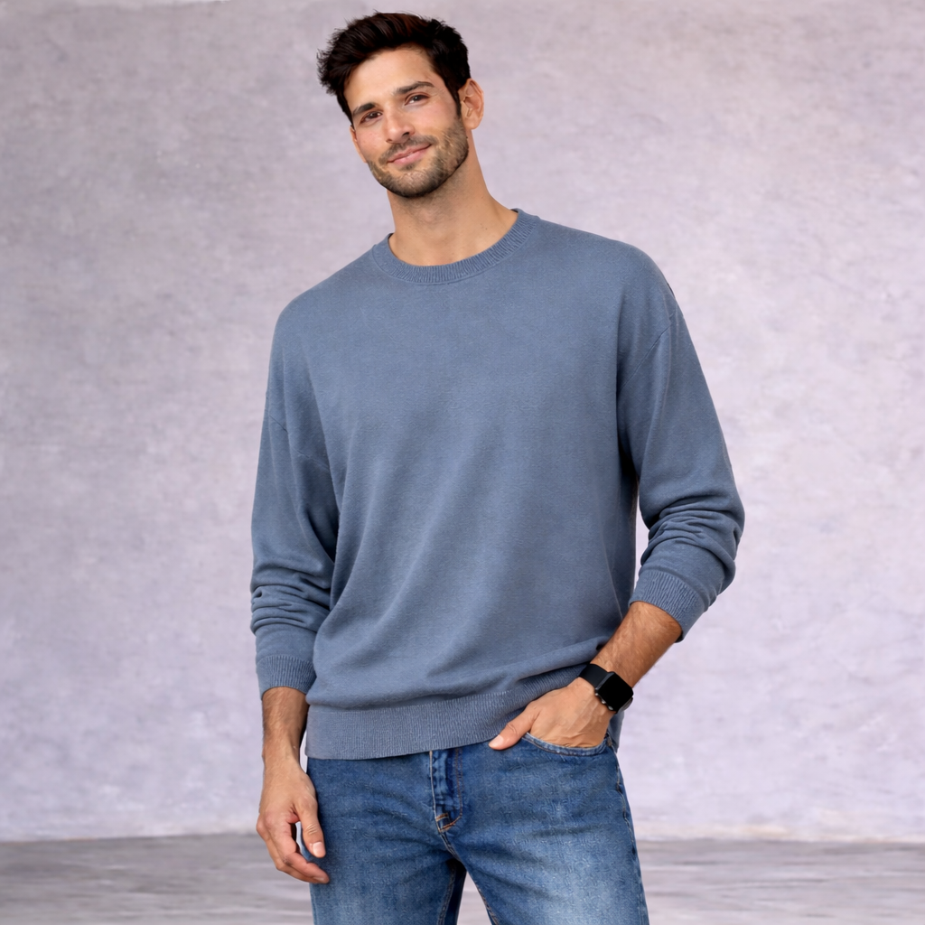 Samsoe Samsoe Blue Lightweight Crew Neck Jumper XS